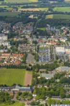 Aerial view, green area Werries with Freiherr-vom-Stein-Gymnasium Hamm, Westpress Arena and ice