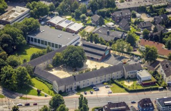 Aerial view, Bodelschwinghschule and sports hall Am Beisenkamp in Mitte, Hamm, Ruhr area, North