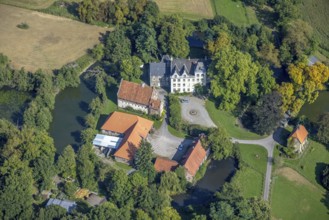 Aerial view, Ermelinghoff Castle in the Bockum-Hövel district of Hamm, Ruhr area, North