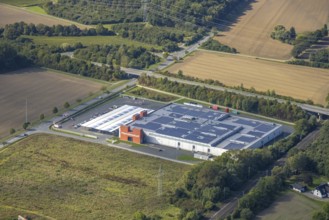 Aerial view Ulu Mosque in the district of Herringen in Hamm, Ruhr area, North Rhine-Westphalia,