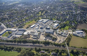 Aerial view, commercial area Römerstraße in the district Bockum-Hövel in Hamm, Ruhr area, North