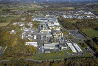 Aerial view, DuBay Polymer GmbH and Goldbeck Betonelemente GmbH at the Datteln-Hamm canal in the