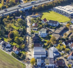 Aerial view, An der Windmühle with Hamm fire brigade - Rhynern operational area and subway of the