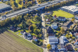 Aerial view, An der Windmühle with Hamm fire brigade - Rhynern operational area and subway of the