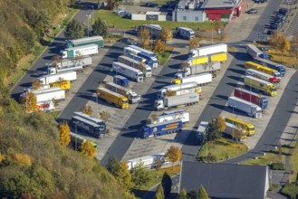 Aerial photo, Rhynern service area on the A2 motorway in the Rhynern district of Hamm, Ruhr area,