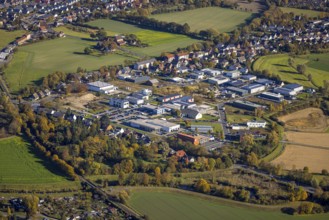 Aerial view, commercial area Hohefeld with Herbert-Rust-Weg in the district Uentrop in Hamm, Ruhr
