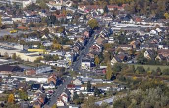 Aerial view, Werler Straße B63 in the district Rhynern in Hamm, Ruhr area, North Rhine-Westphalia,