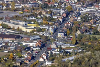 Aerial view, Werler Straße B63 in the district Rhynern in Hamm, Ruhr area, North Rhine-Westphalia,