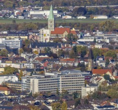 Aerial view, city centre with former Isenbeck brewery site and St. Paul's Church as well as Hamm