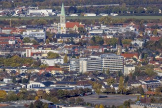 Aerial view, city centre with former Isenbeck brewery site and St. Paul's Church as well as Hamm