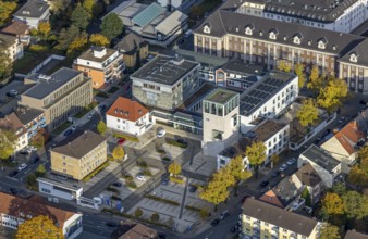 Aerial view, Volksbank Hamm in the district of Mitte in Hamm, Ruhr area, North Rhine-Westphalia,
