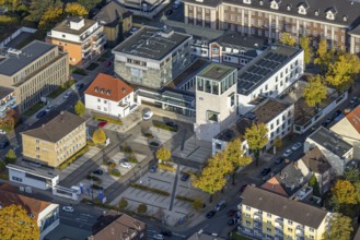 Aerial view, Volksbank Hamm in the district of Mitte in Hamm, Ruhr area, North Rhine-Westphalia,