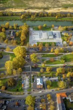 Aerial view, water sports centre and Nordringpark in the district Mitte in Hamm, Ruhr area, North