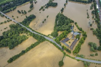 Aerial photograph, Ruhr flood, flooding, Haus Kemnade, Blankenstein, Hattingen, Ruhr area, North
