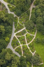 Aerial photo, Maximilianpark leisure park, rose garden, Uentrop, Hamm, Ruhr area, North