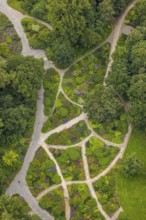 Aerial photo, Maximilianpark leisure park, rose garden, Uentrop, Hamm, Ruhr area, North
