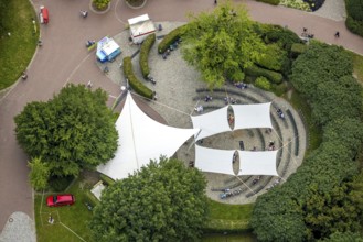 Aerial photo, Maximilianpark leisure park, sun sail, Uentrop, Hamm, Ruhr area, North