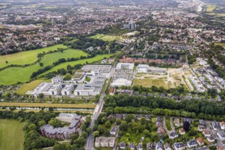 Aerial view, construction area SCI:Q Science Quarter Hamm, Paracelsuspark, Hamm-Lippstadt