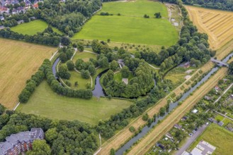Aerial view, Burghügel Mark, Uentrop, Hamm, Ruhr area, North Rhine-Westphalia, Germany,