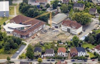 Aerial view, construction site with extension of the Falkschule / Arnold-Freymuth-Gesamtschule in