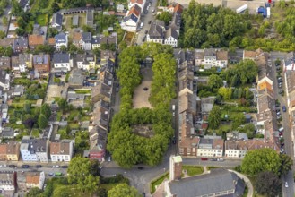 Aerial view, catholic Josefskirche and Viktoriaplatz in Mitte, Hamm, Ruhr area, North