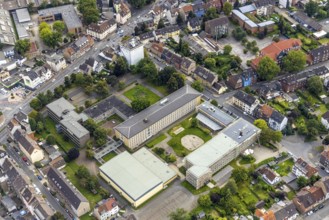Aerial view, construction site and renovation Friedrich-List-Berufskolleg Hamm and
