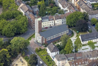 Aerial view, catholic Josefskirche and Viktoriaplatz in Mitte, Hamm, Ruhr area, North