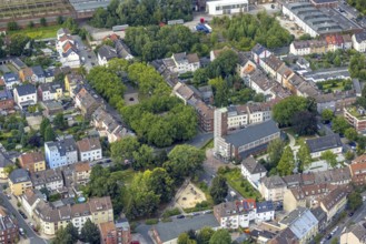 Aerial view, catholic Josefskirche and Viktoriaplatz in Mitte, Hamm, Ruhr area, North