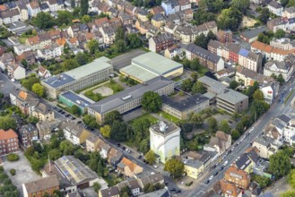 Aerial view, construction site and renovation Friedrich-List-Berufskolleg Hamm and