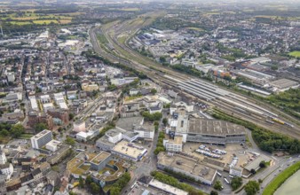Aerial view, city centre view city with Platz der Deutschen Einheit and Hamm Westf. central station