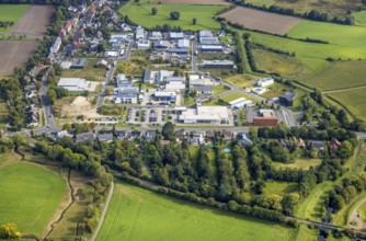 Aerial view, commercial quarter Hohefeld Herbert-Rust-Weg in the district Uentrop in Hamm, Ruhr