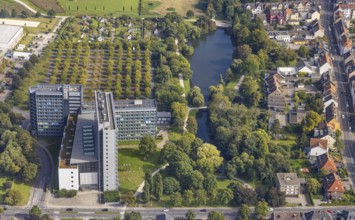 Aerial photograph, Hamm Higher Regional Court and Ahseteich in the Mitte district of Hamm, Ruhr