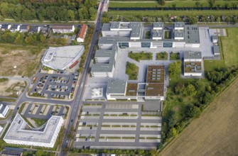 Aerial view, Hamm-Lippstadt University of Applied Sciences and the construction site at SCI:Q