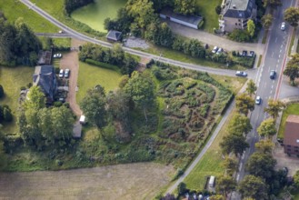 Aerial view, garden at the corner of Marker Allee in the Mitte district of Hamm, Ruhr area, North
