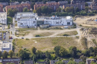 Aerial view, construction site at SCI:Q Science Quarter in the Mitte district of Hamm, Ruhr area,