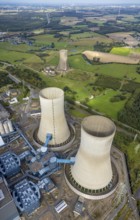 Aerial view, RWE power plant Westfalen and cooling towers in the district Uentrop in Hamm, Ruhr