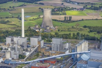 Aerial view, RWE power plant Westfalen and cooling towers in the district Uentrop in Hamm, Ruhr