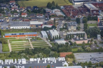 Aerial view, new building Hindu cultural centre Hamm at Siegenbeckstraße in the district Uentrop in