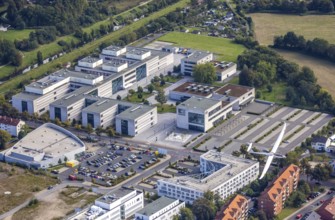 Aerial view, Hamm-Lippstadt University of Applied Sciences and the construction site at SCI:Q