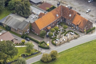Aerial view, Haus Splietker Restaurant with outdoor catering in the Rhynern district of Hamm, Ruhr