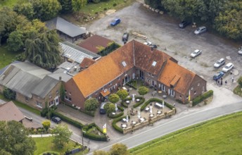 Aerial view, Haus Splietker Restaurant with outdoor catering in the Rhynern district of Hamm, Ruhr