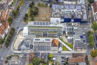 Aerial view, Radio Lippewelle Hamm and construction site with new building on Widumstraße for new