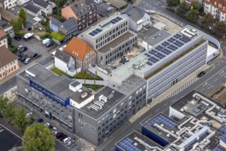 Aerial view, Radio Lippewelle Hamm and construction site with new building on Widumstraße for new