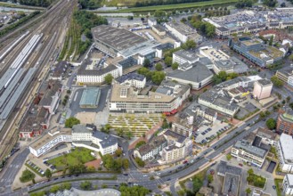 Aerial view, city centre view City with Platz der Deutschen Einheit in the district Mitte in Hamm,