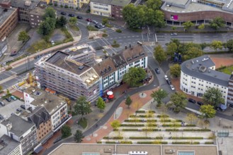 Aerial view, city centre view City with Platz der Deutschen Einheit in the district Mitte in Hamm,