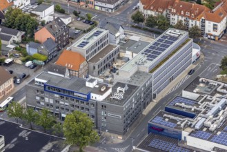 Aerial view, Radio Lippewelle Hamm and construction site with new building on Widumstraße for new