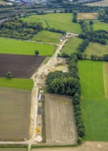 Aerial view, construction site for wind turbines between Kamener Straße and Rathenaustraße in the
