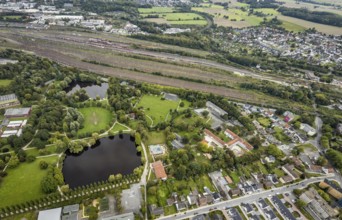 Aerial view, Friedrich-Ebert-Park in the district Mitte in Hamm, Ruhr area, North Rhine-Westphalia,
