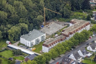 Aerial view, construction site at Wolfgang-Glaubitz-Seniorenzentrum am Westberger Weg in the