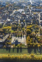 Aerial view, connection between Nordpark and city centre to the water sports centre at the